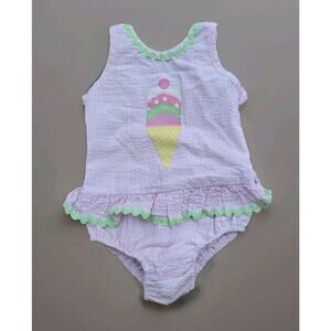 Funtasia Too Ice Cream Cone Seersucker Swimsuit 2T‎